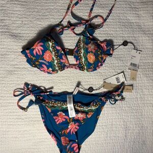 Nanette Lepore Blue and Pink Floral Bikini Set